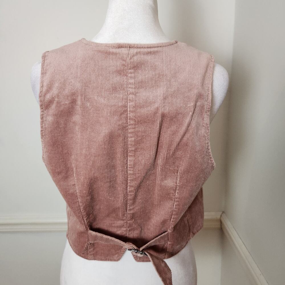 By Anthropologie Vest Sz 4 Womens Corduroy Maeve Pink Buttonup Crop Boho Casual - Picture 7 of 16